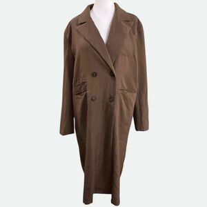 DAZY Taupe Double-Breasted Longline Coat – Size XL